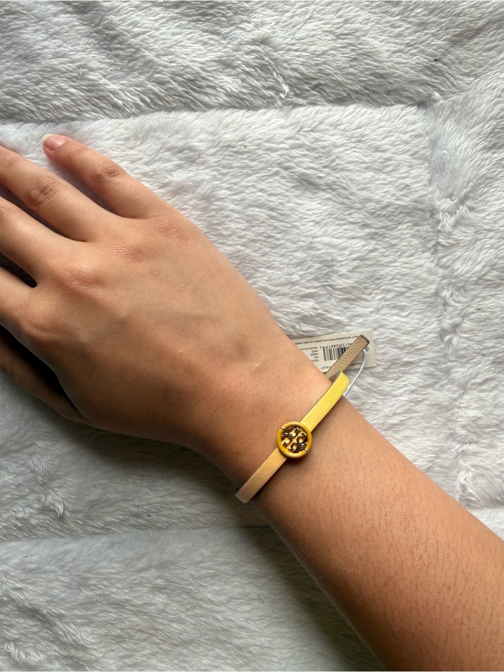Tory Burch Degrade Yellow Pink Logo Leather Bracelet